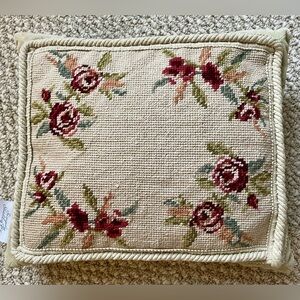 Floral Needlepoint Throw Pillow